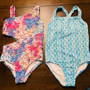 2 Girls Garnet Hill One Piece Swimsuits Size 7